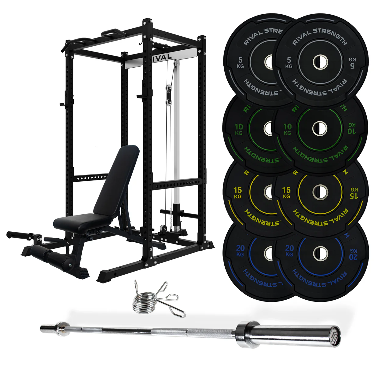J-3 Series Power Rack with Cable System, Weight Plate, Barbell and Bench Set - Image 10