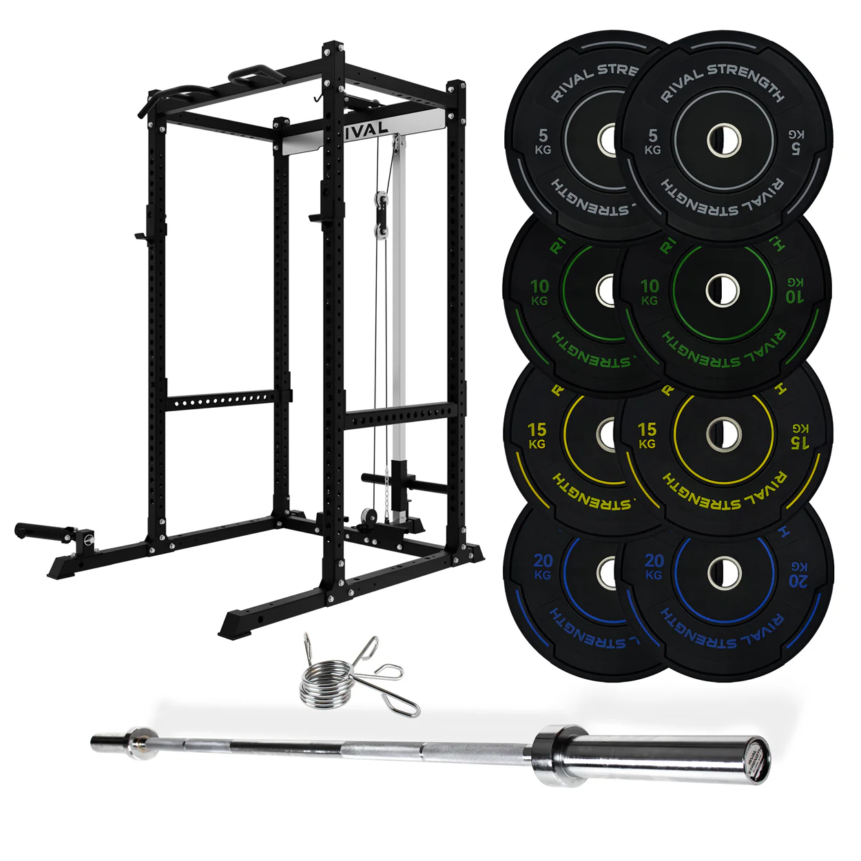 J-3 Series Power Rack with Cable System, Weight Plate, Barbell and Bench Set - Image 11