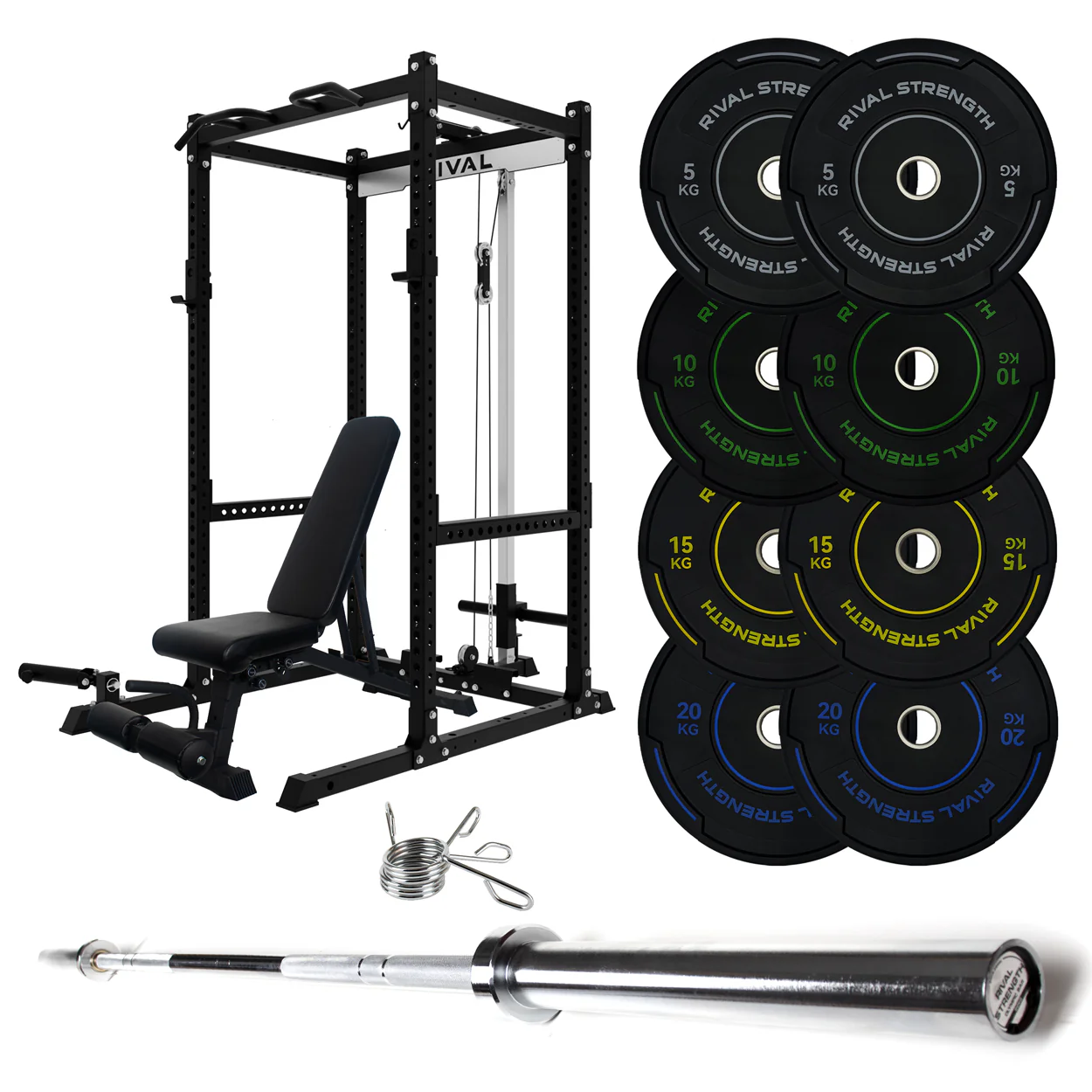 J-3 Series Power Rack with Cable System, Weight Plate, Barbell and Bench Set - Image 12