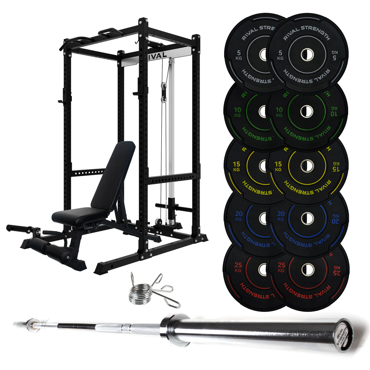 J-3 Series Power Rack with Cable System, Weight Plate, Barbell and Bench Set - Image 14