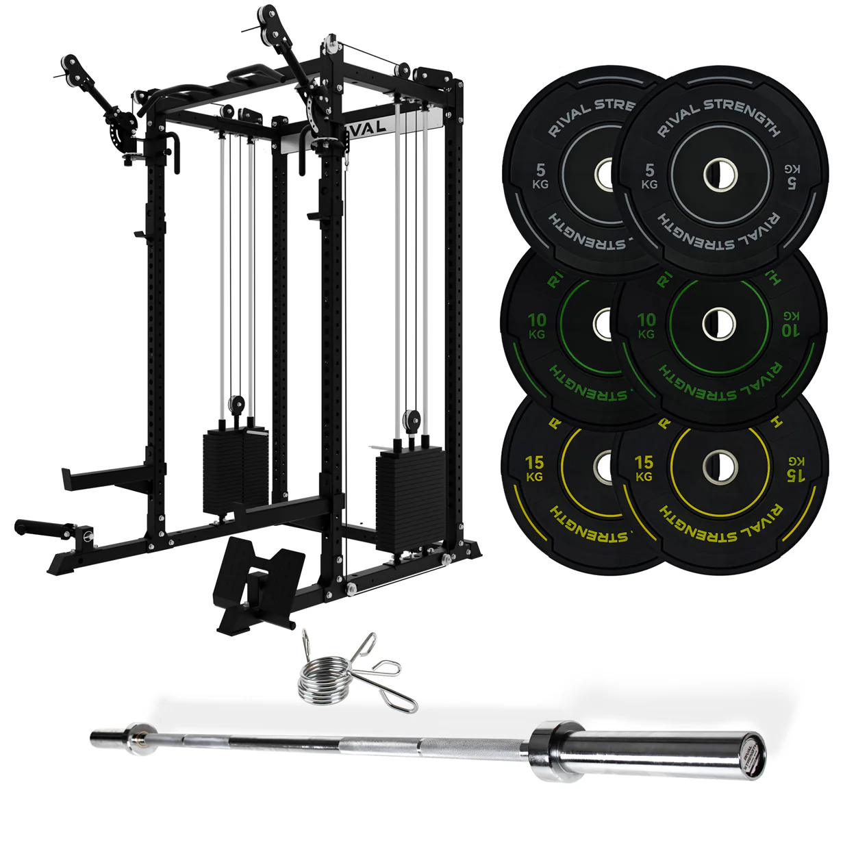 J-3 Series Power Rack with Cable System, Weight Plate, Barbell and Bench Set - Image 16