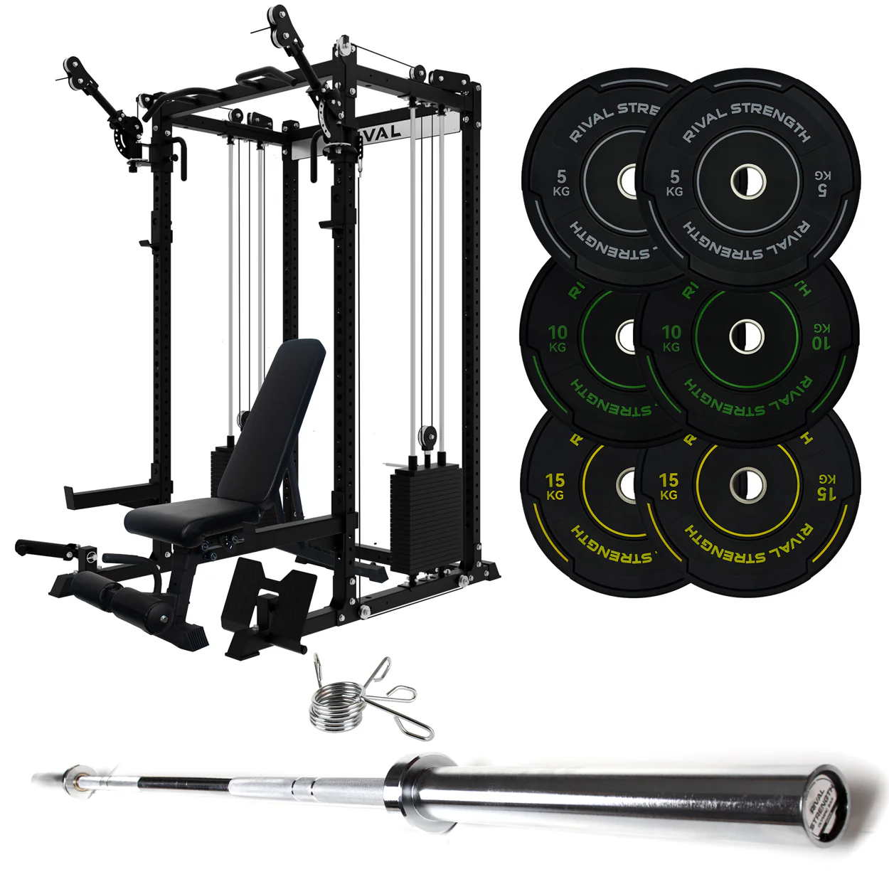 J-3 Series Power Rack with Cable System, Weight Plate, Barbell and Bench Set - Image 17