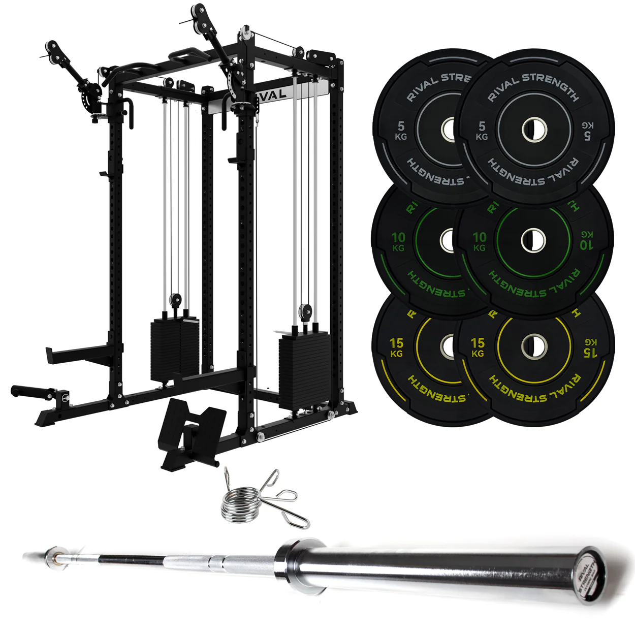 J-3 Series Power Rack with Cable System, Weight Plate, Barbell and Bench Set - Image 18