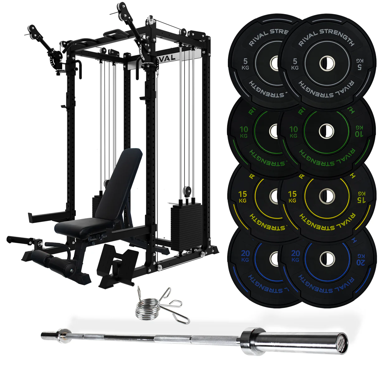 J-3 Series Power Rack with Cable System, Weight Plate, Barbell and Bench Set - Image 19
