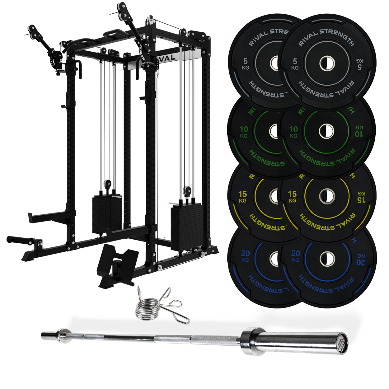 J-3 Series Power Rack with Cable System, Weight Plate, Barbell and Bench Set - Image 20