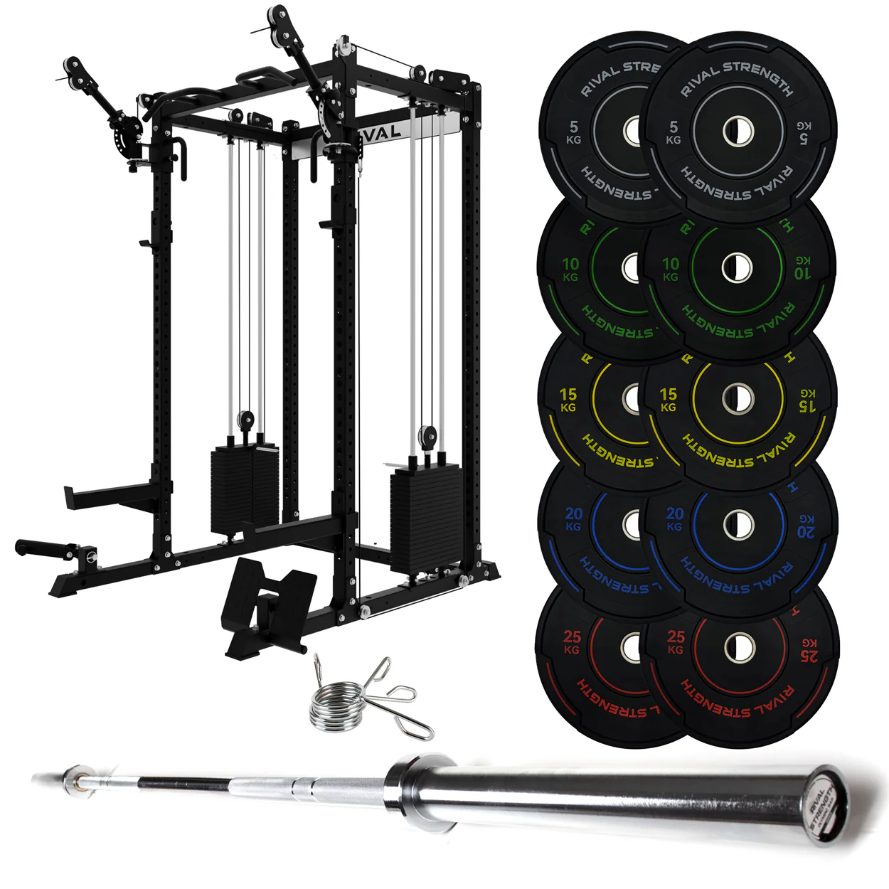 J-3 Series Power Rack with Cable System, Weight Plate, Barbell and Bench Set - Image 22