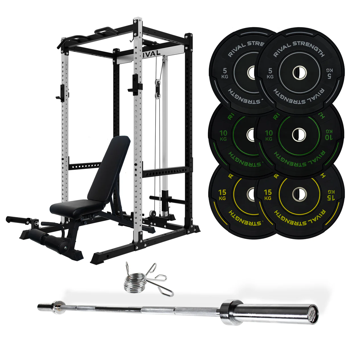 J-3 Series Power Rack with Cable System, Weight Plate, Barbell and Bench Set - Image 25