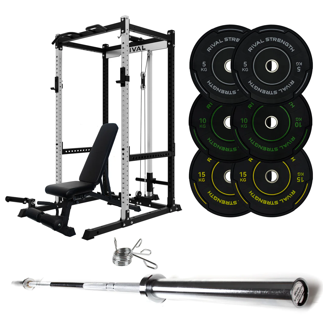 J-3 Series Power Rack with Cable System, Weight Plate, Barbell and Bench Set - Image 27