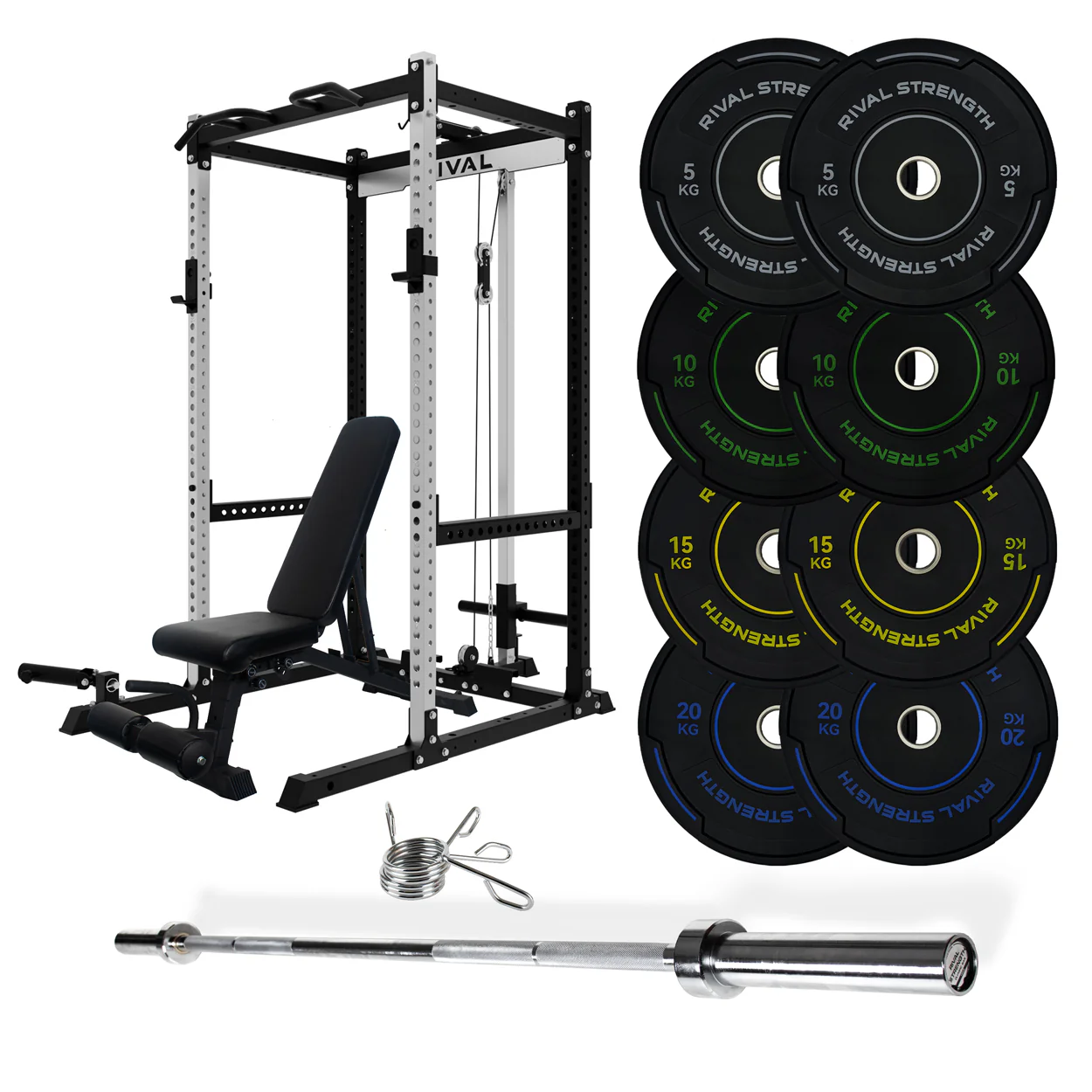 J-3 Series Power Rack with Cable System, Weight Plate, Barbell and Bench Set - Image 29