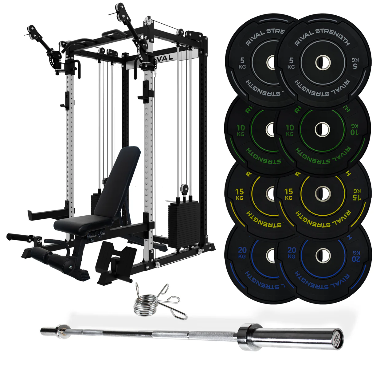 J-3 Series Power Rack with Cable System, Weight Plate, Barbell and Bench Set - Image 35
