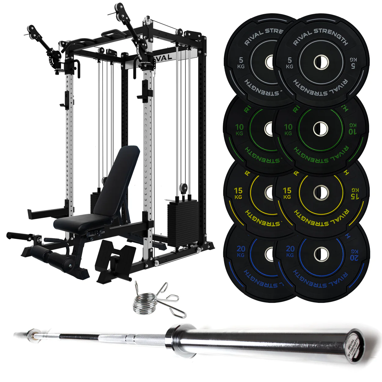 J-3 Series Power Rack with Cable System, Weight Plate, Barbell and Bench Set - Image 37