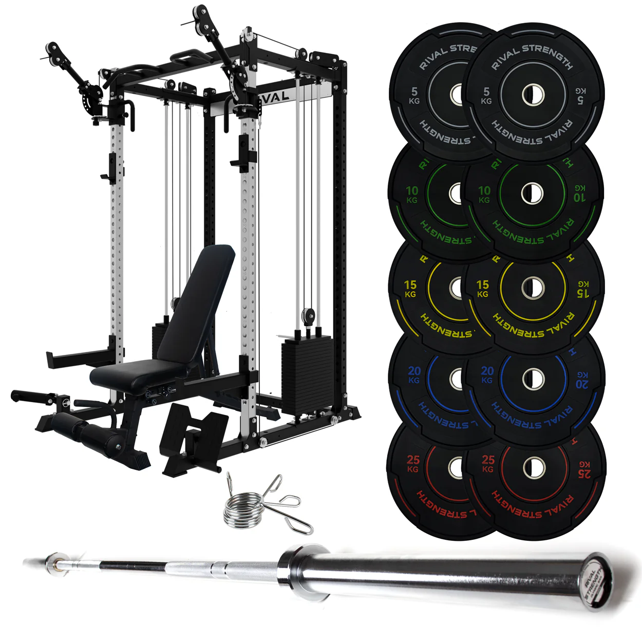 J-3 Series Power Rack with Cable System, Weight Plate, Barbell and Bench Set - Image 39