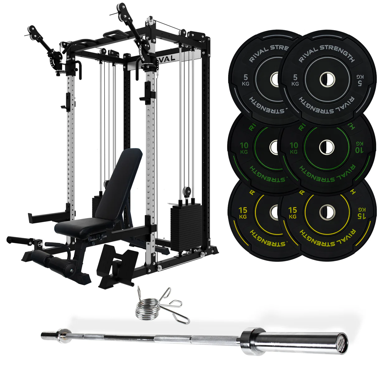 J-3 Series Power Rack with Cable System, Weight Plate, Barbell and Bench Set - Image 42