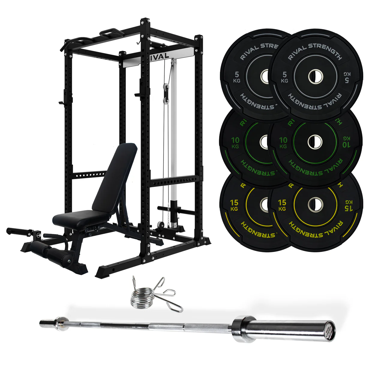 J-3 Series Power Rack with Cable System, Weight Plate, Barbell and Bench Set - Image 6