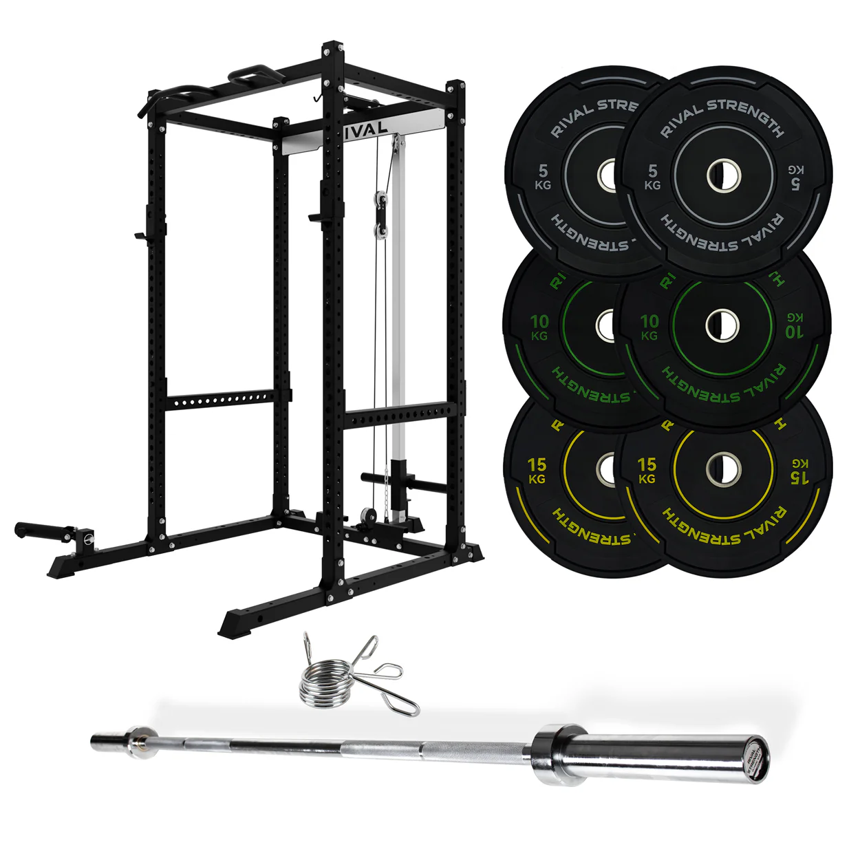 J-3 Series Power Rack with Cable System, Weight Plate, Barbell and Bench Set - Image 7