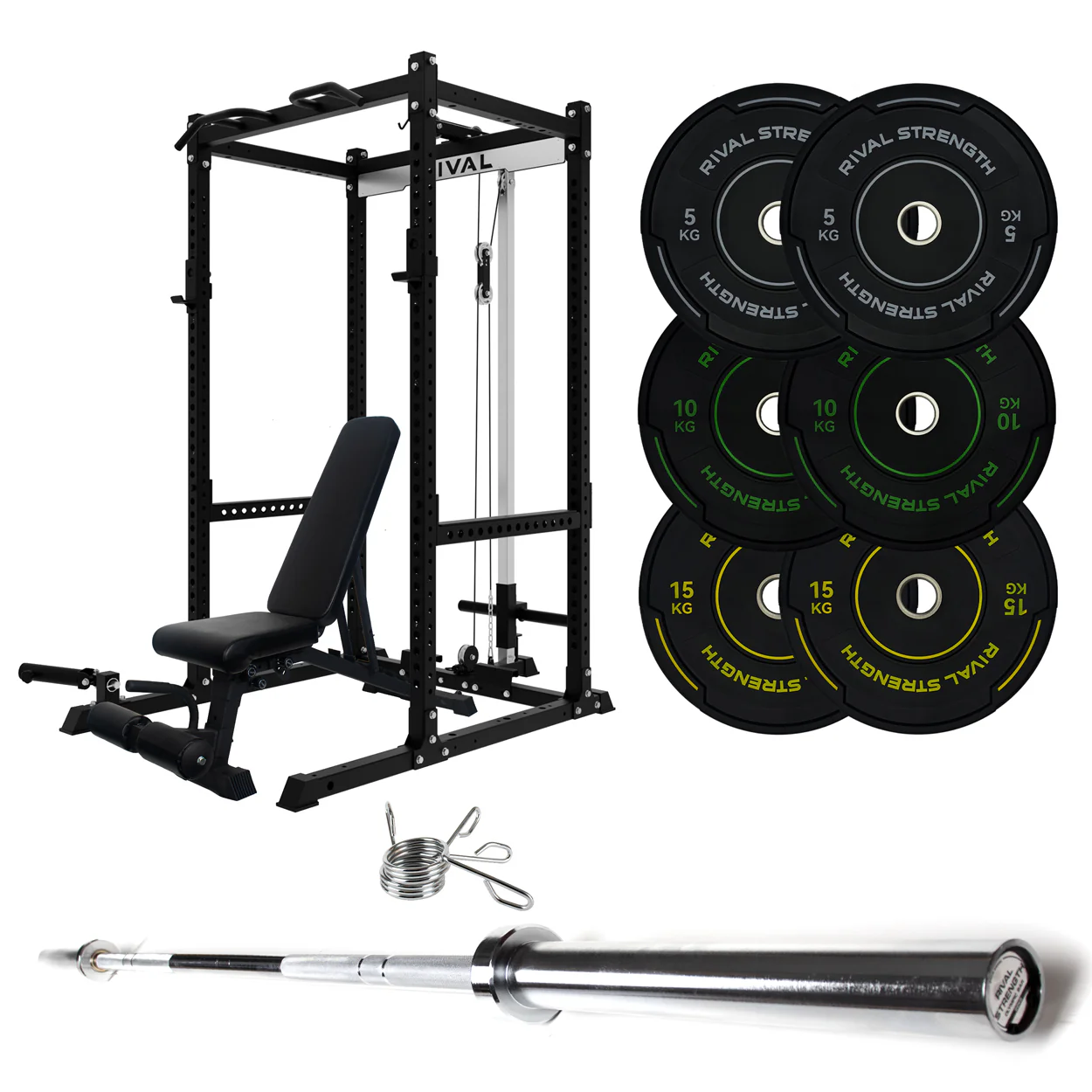 J-3 Series Power Rack with Cable System, Weight Plate, Barbell and Bench Set - Image 8