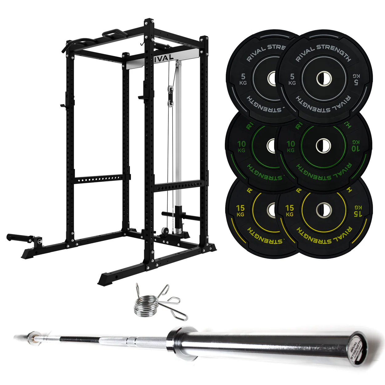 J-3 Series Power Rack with Cable System, Weight Plate, Barbell and Bench Set - Image 9