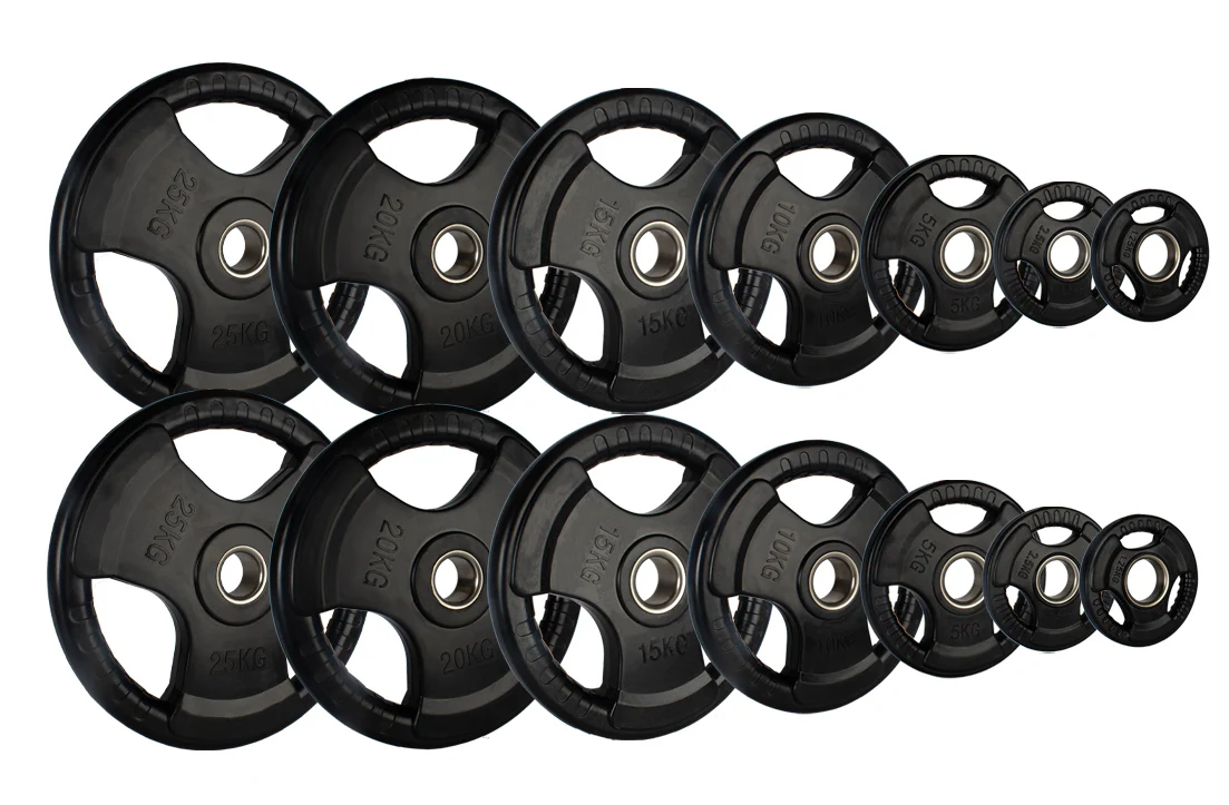 Olympic Rubber Tri-Grip Plate and Optional Barbell Sets - Image 14