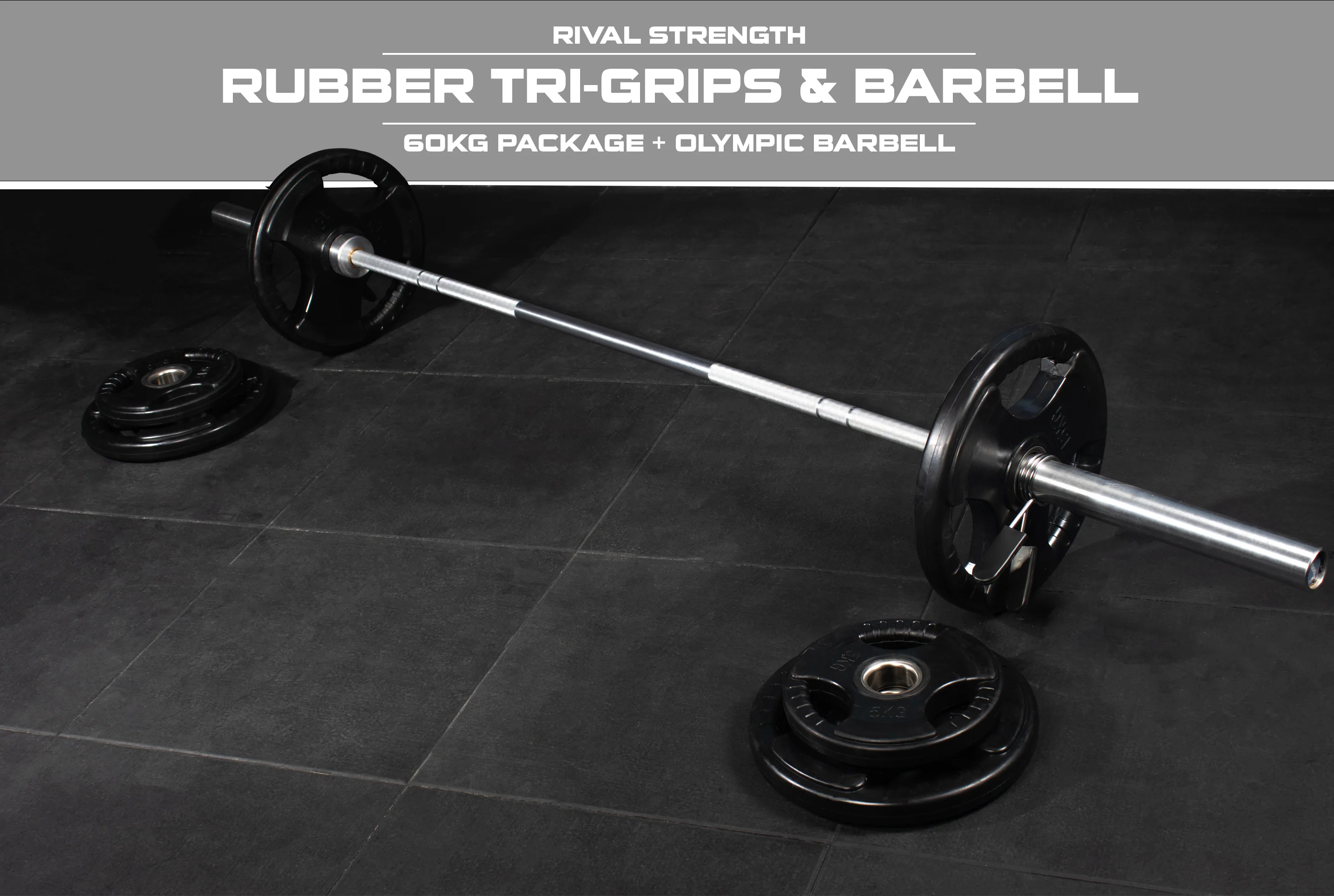 Olympic Rubber Tri-Grip Plate and Optional Barbell Sets - Image 4