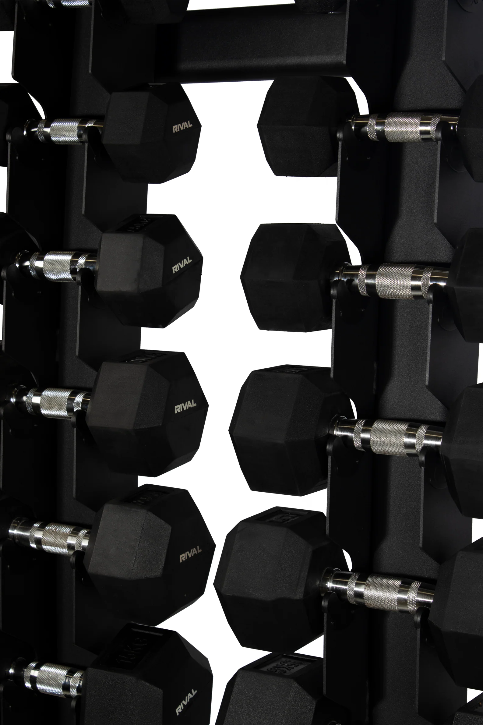 Rival Front-Facing 10 pair Commercial Vertical Hex Dumbbell Storage Rack - Image 13