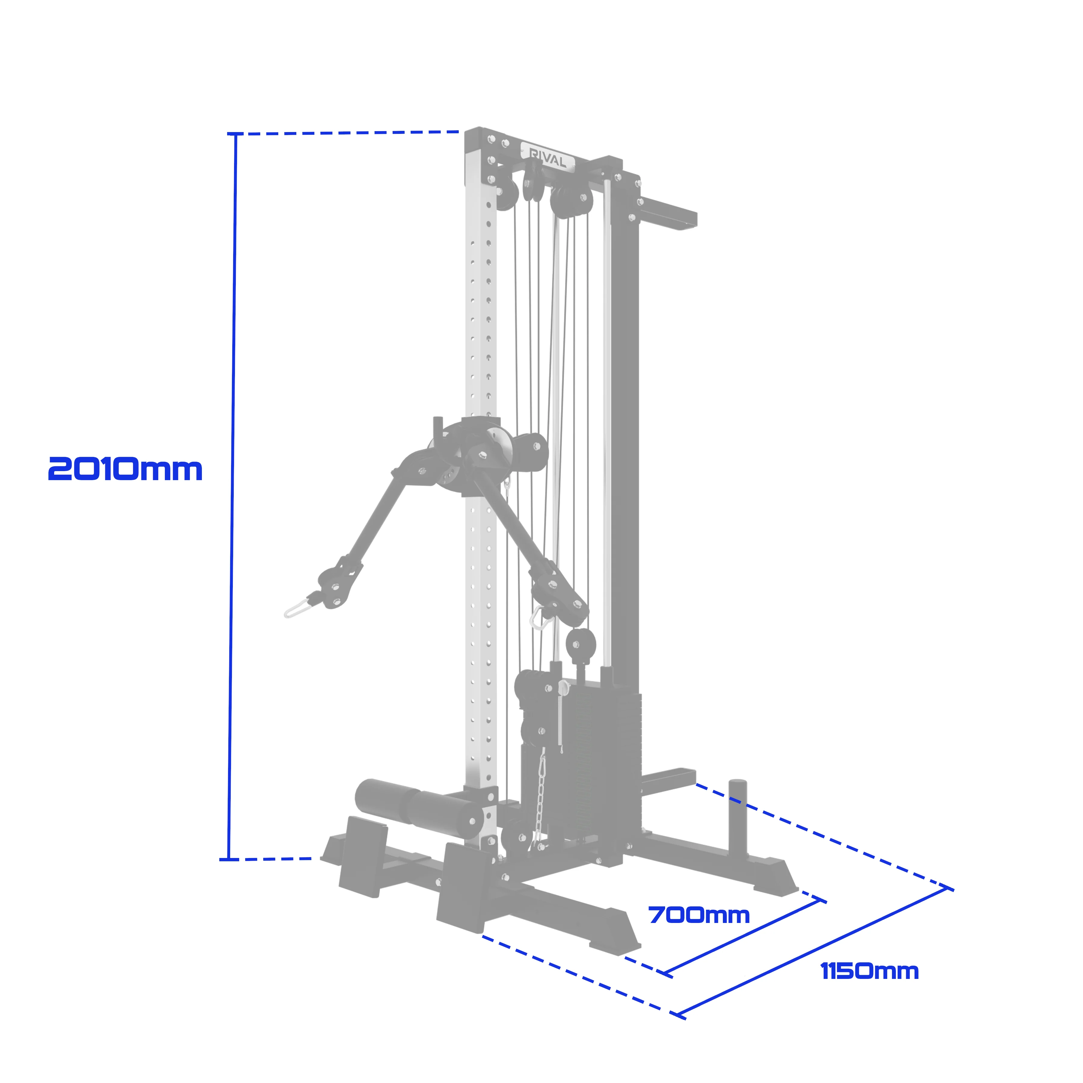 Rival Wall Mounted or Freestanding Adjustable Free Arm Functional Trainer Pulley System - 105KG Weight Stack - Image 8