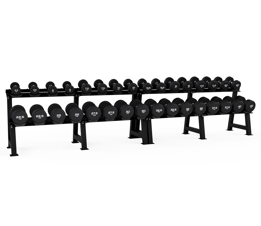 Urethane Round Dumbbells Set with 2 Tier Dumbbell Storage Racks - Image 10