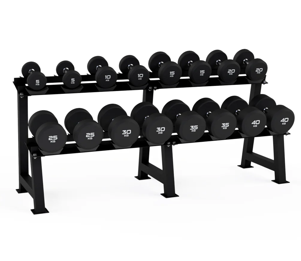 Urethane Round Dumbbells Set with 2 Tier Dumbbell Storage Racks - Image 12