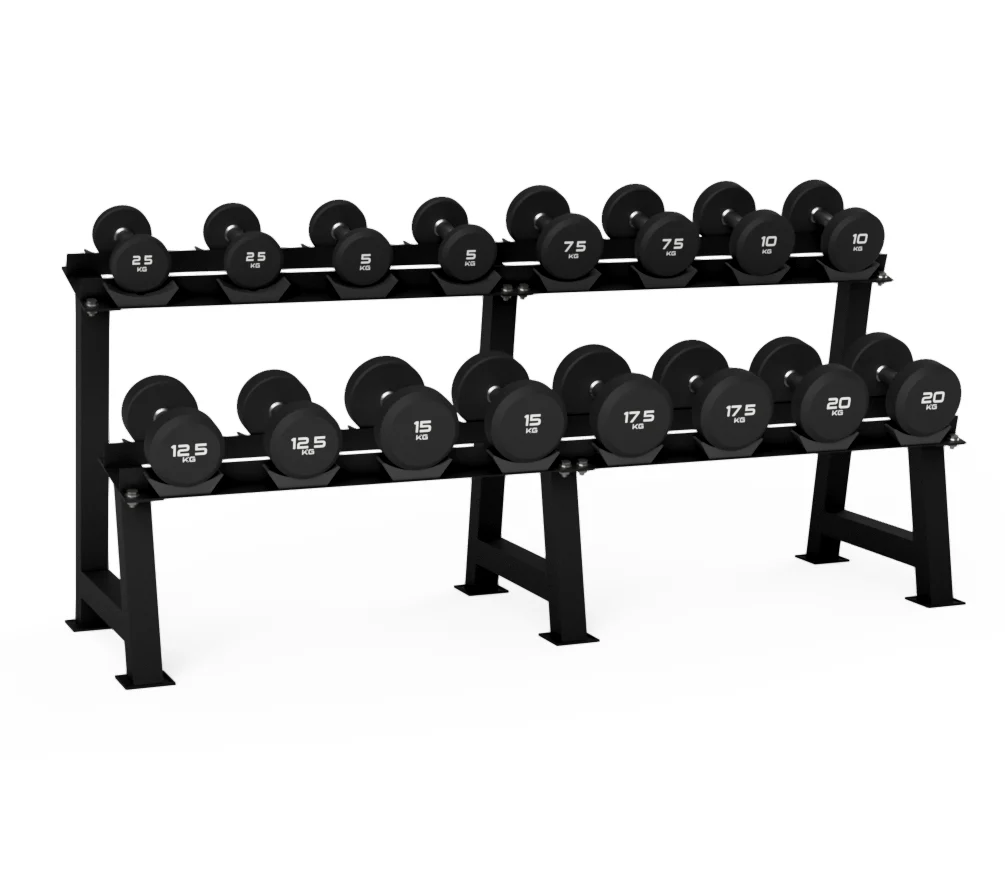 Urethane Round Dumbbells Set with 2 Tier Dumbbell Storage Racks - Image 8